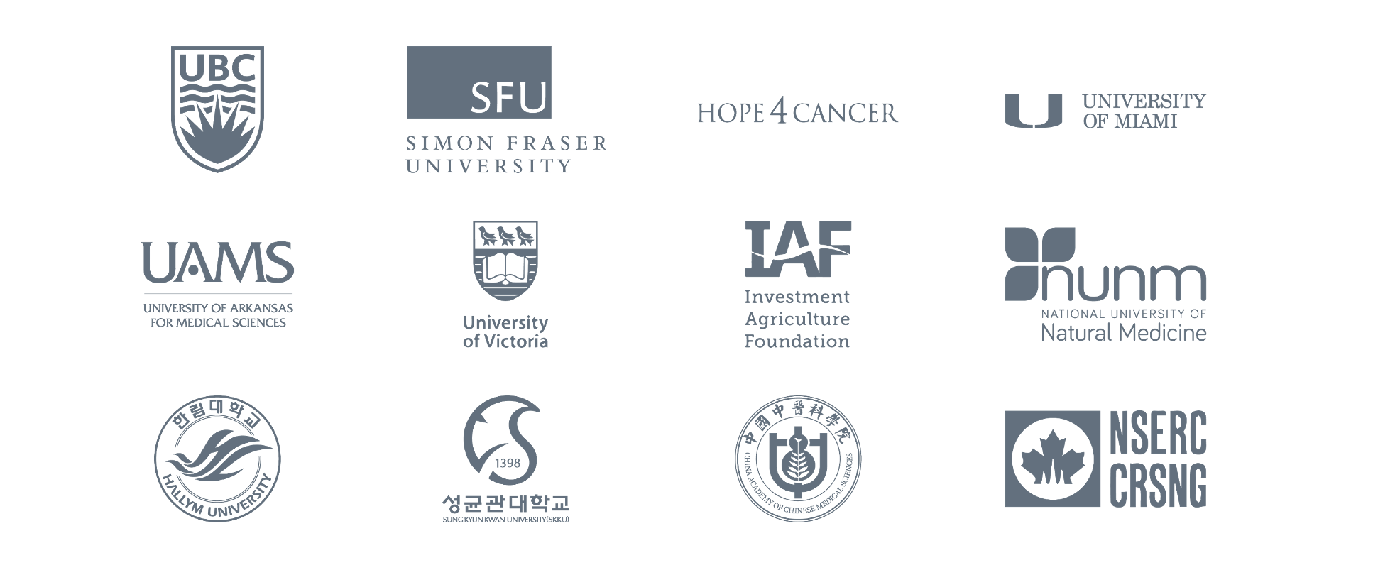 Research partners including UBC, Simon Fraser University, Hope4Cancer, University of Miami, UAMS, University of Victoria and Moffitt Cancer Center